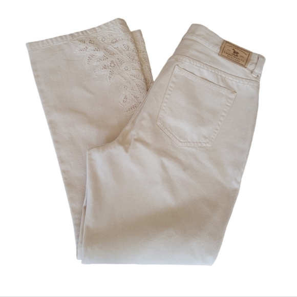 Lauren Ralph Lauren Denim - Vintage Y2K Lauren by Ralph Lauren Tan Lace Inset Jeans Size 12P